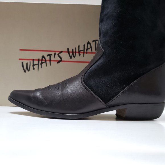 What's What Black Suede Mid Calf Boot Style Rowdy - Picture 6 of 15